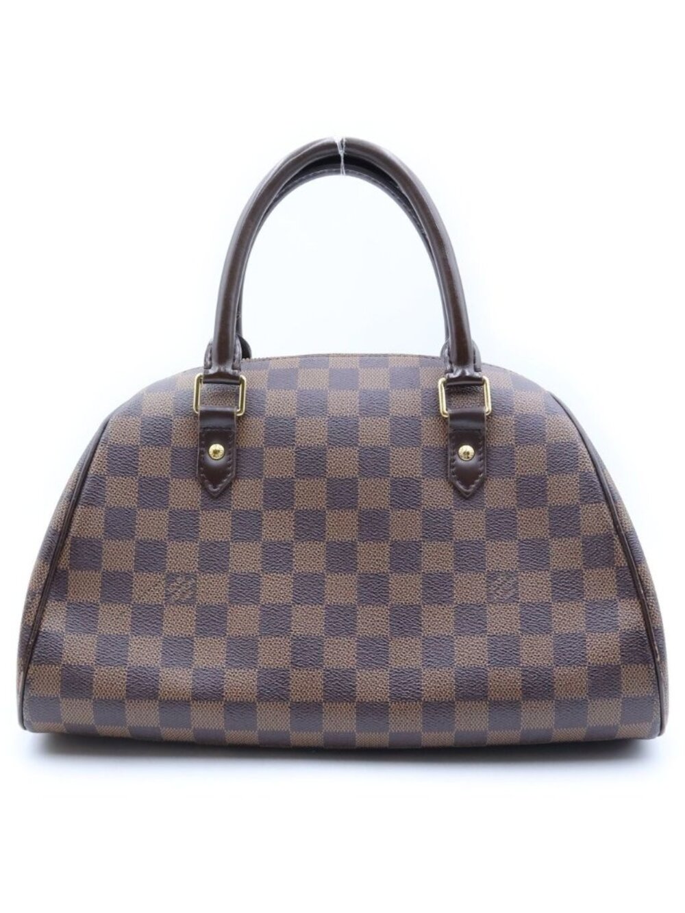 Louis Vuitton Damier Riviera MM Handbag Brown Leather Gold